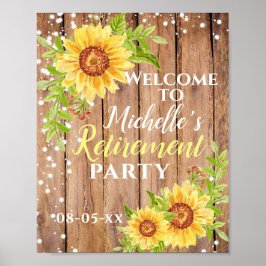 Póster Bienvenida a Fiesta de girasol floral de retiro