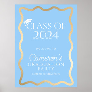 Póster Bienvenida a fiesta de graduación de Wave Sky Blue