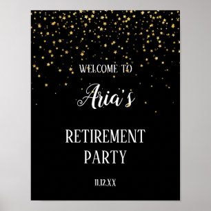 Póster Bienvenida a Fiesta de Jubilación Negra con Confet