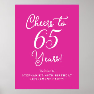Póster Bienvenida a Fiesta de Jubilación Rosada a 65 años