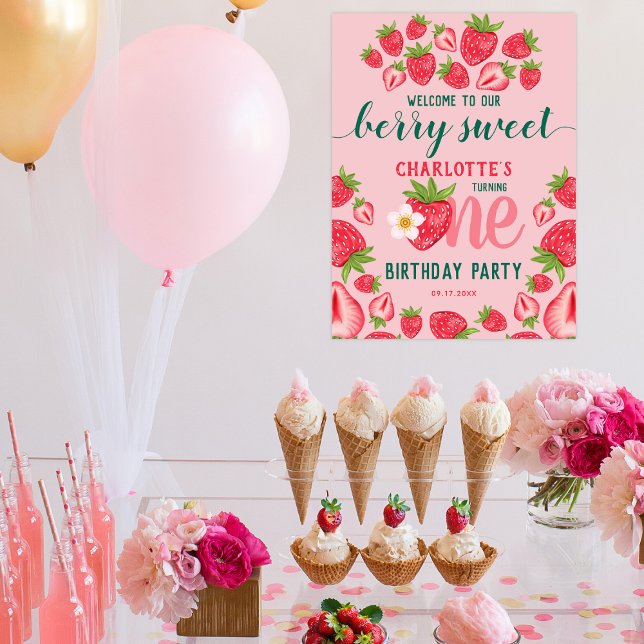 Póster Bienvenida a Fiesta de primer cumpleaños Berry Swe (Subido por el creador)