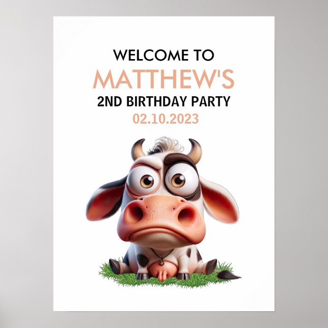 Póster Bienvenida a Fiesta de segundo cumpleaños de anima (Frente)