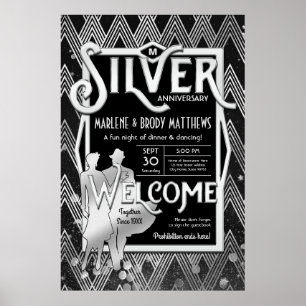 Póster Bienvenida a Fiesta del aniversario del Boda Art D