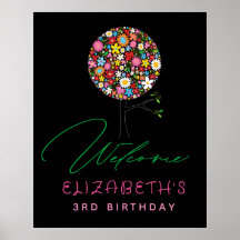 Bienvenida a Fiesta del árbol pop con flores de pr