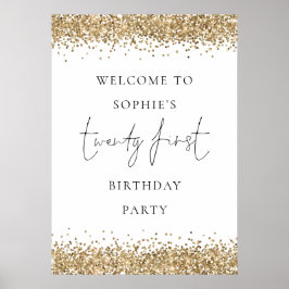 Póster Bienvenida a Glam Gold Purpurina 21st Birthday