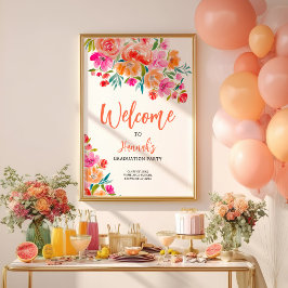 Póster Bienvenida a Graduación Brillante Floral Negrita P