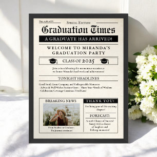 Póster Bienvenida a graduación fotográfica de periódico v