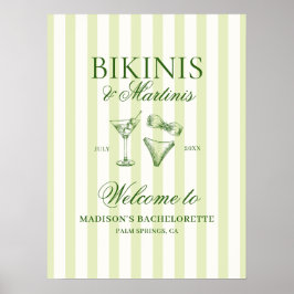 Póster Bienvenida a la Bachelorette de Bikinis y Martinis