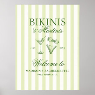 Póster Bienvenida a la Bachelorette de Bikinis y Martinis