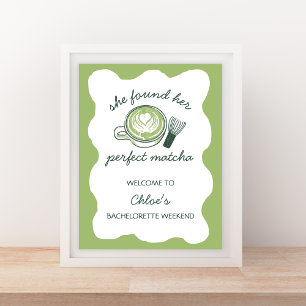 Póster Bienvenida a la Bachelorette Verde Matcha