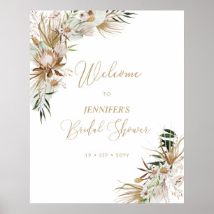 Póster Bienvenida a la boda boho de oro Bridal Shower