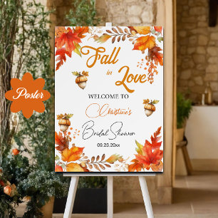 Póster Bienvenida a la boda boho floral de otoño