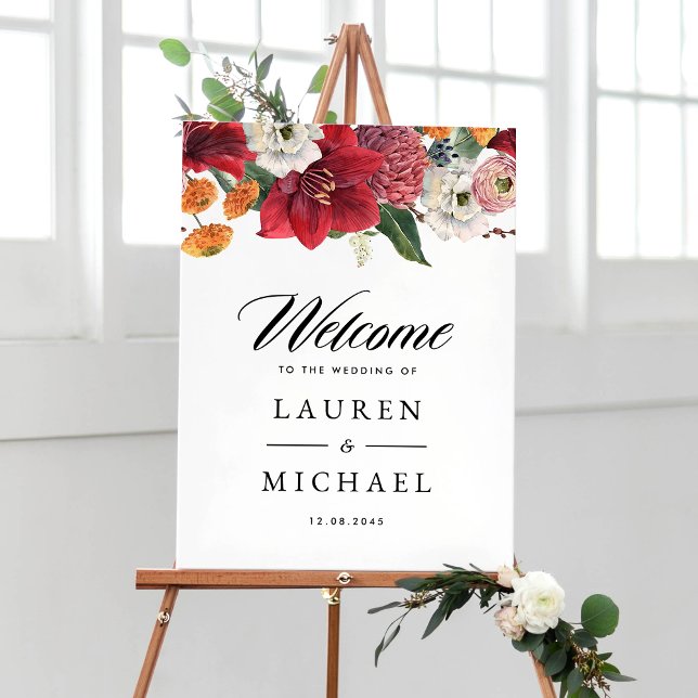 Póster Bienvenida a la Boda Botánica de Invierno Red Amar (Subido por el creador)