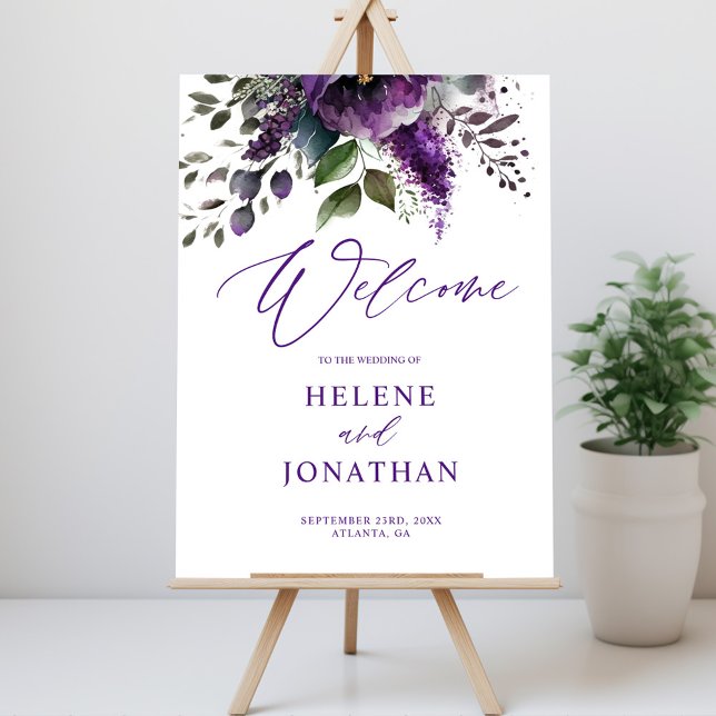 Póster Bienvenida a la Boda Botánica Moderna Elegante (Botanical Modern Elegant Wedding Welcome Poster)