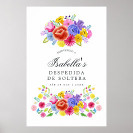 Póster Bienvenida a la boda con fiesta floral española