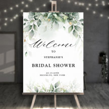 Bienvenida a la boda con vegetación de eucalipto