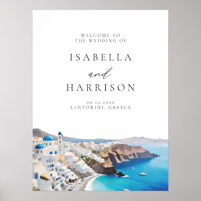 Póster Bienvenida a la boda de destino de SANTORINI GRECI (Frente)