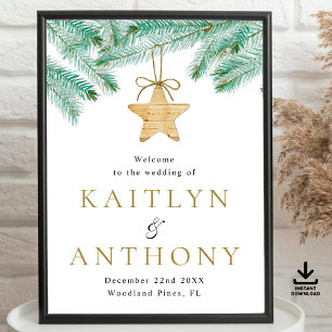 Póster Bienvenida a la boda de invierno de Watercolor Pin