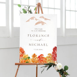 Póster Bienvenida a la boda de la caída de los bosques de