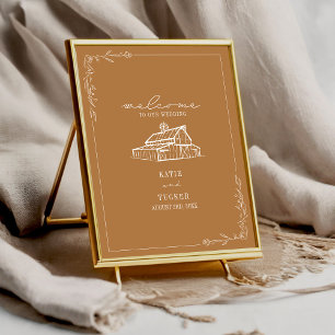 Póster Bienvenida a la boda de la caída de Rustic Barn Go