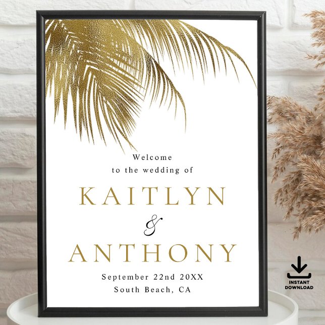 Póster Bienvenida a la Boda de la Palm Tree Tropical Eleg (Subido por el creador)