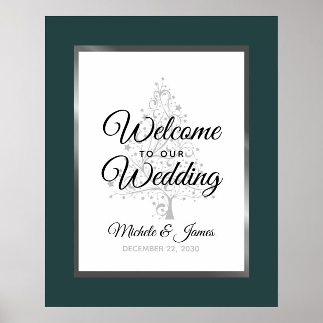 Póster Bienvenida a la Boda de las Vacaciones de Invierno (Frente)