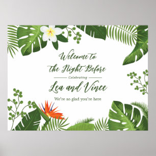 Póster Bienvenida a la Boda de Verano de Tiki Time Luau