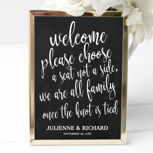 Póster Bienvenida a la Boda Elija un Asiento Letrero Negr (Subido por el creador)