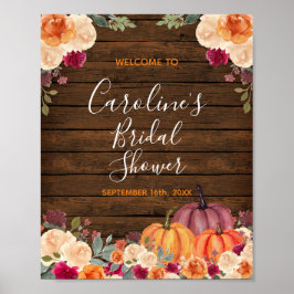 Póster Bienvenida a la Boda y Baby Shower de Calabaza de 