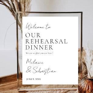 Póster Bienvenida a la cena de ensayo Boda minimalista