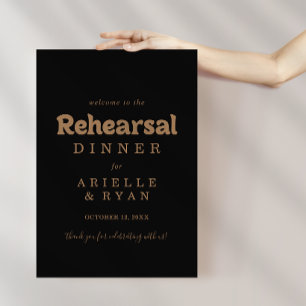 Póster Bienvenida a la cena de ensayo clásica dorada mini