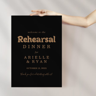 Póster Bienvenida a la cena de ensayo clásica dorada mini