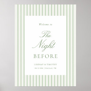 Póster Bienvenida a la Cena de Ensayo de Boda Verde