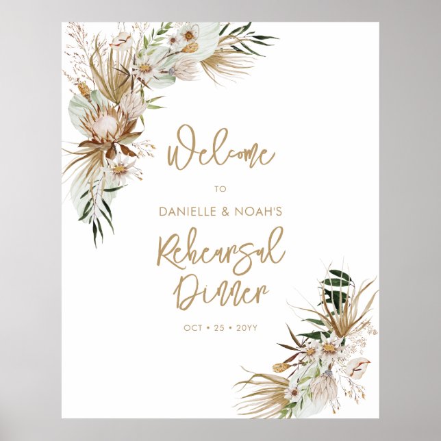 Póster Bienvenida a la cena de ensayo de la boda boho de  (Frente)
