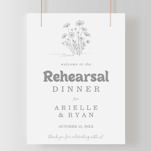 Póster Bienvenida a la cena de ensayo de la boda Minimal  (Subido por el creador)