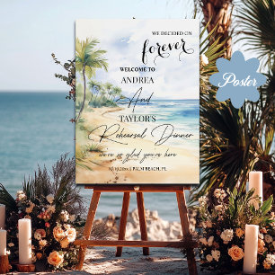 Póster Bienvenida a la cena de ensayo de la playa y las p