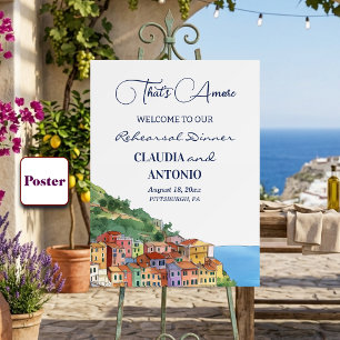 Póster Bienvenida a la cena de ensayo de la Riviera Itali
