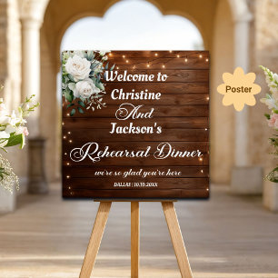 Póster Bienvenida a la cena de ensayo de luces de cadena 