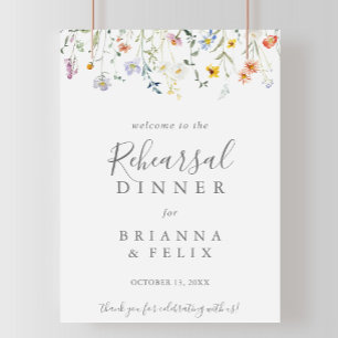Póster Bienvenida a la cena de ensayo floral multicolor s