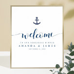 Póster Bienvenida a la cena de un ensayo de Boda náutico<br><div class="desc">Le hemos dado a esta sencilla y animada cena de boda, una plantilla de poster de bienvenida, un toque de dolor de cabeza con "Bienvenida" en un fluido estilo moderno. Nos encanta el estilizado y alargado florecimiento en ambos extremos de la palabra. También hemos incluido un acento náutico, con un...</div>