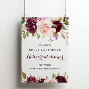 Póster Bienvenida a la cena de un ensayo floral de Borgoñ