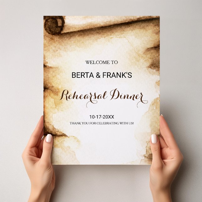 Póster Bienvenida a la cena de un ensayo rústico con desp (Subido por el creador)