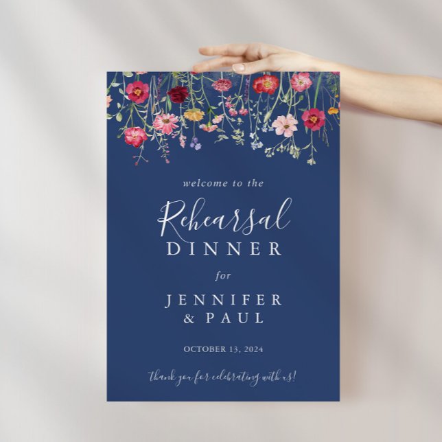 Póster Bienvenida a la cena del ensayo Boho Wildflower (Subido por el creador)