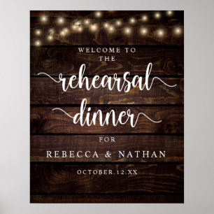 Póster Bienvenida a la cena, moderna y rústica, Boda