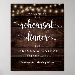 Póster Bienvenida a la cena, moderna y rústica, Boda