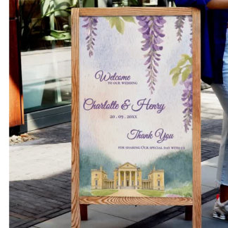 Póster Bienvenida a la ceremonia de boda en el jardín de