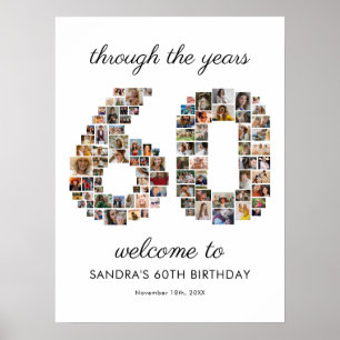 Póster Bienvenida a la Colage de Fotos del 60 Cumpleaños