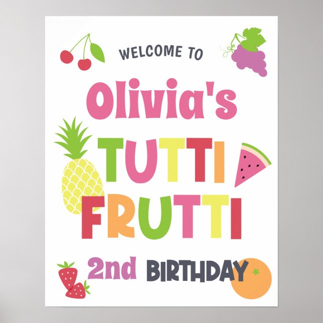 Póster Bienvenida a la Colorida Fiesta de Cumpleaños Tutt (Frente)