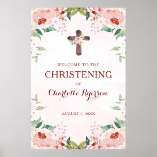 Póster Bienvenida a la cristiandad de Chica Floral Rosa