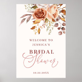 Póster Bienvenida a la despedida de soltera con flores de